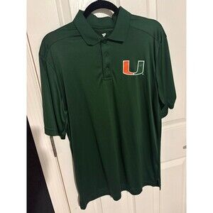 Men's Fanatics Green Miami Hurricanes Left Side Block Polo